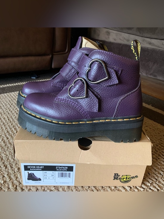 Dr. Martens Shoes - Dr. Martens Devon Heart Ankle Boots in Deep Purple